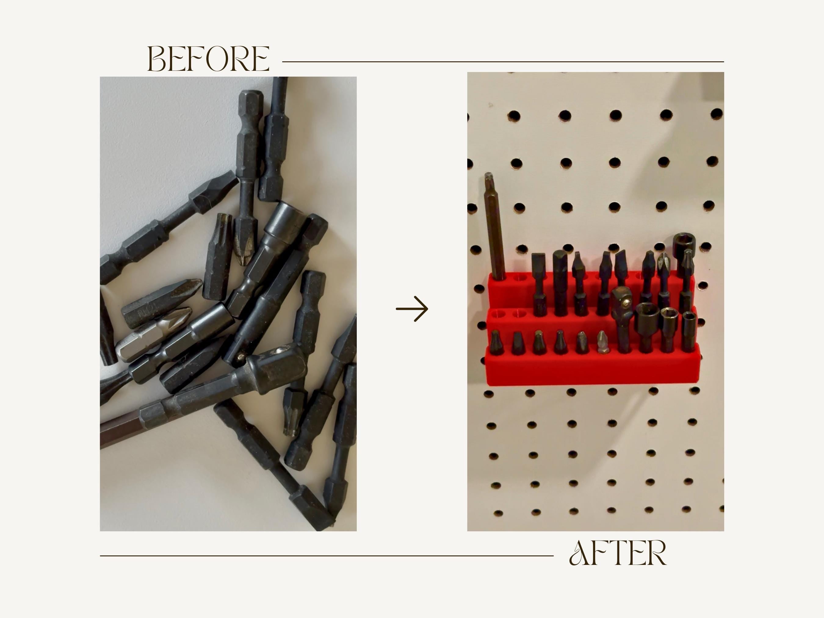 Pegboard 1/4" Driver Bit Holder for 30 Bits